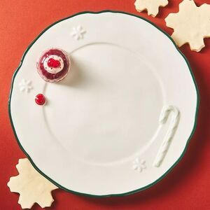 ❤️ NWT ANTHRO Dessert Plate in Green - Holiday Joy